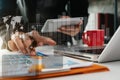 Business man working at office with laptop and documents on his desk, financial adviser analyzing data Royalty Free Stock Photo