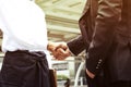 Business man working show hand shake success in the capita Royalty Free Stock Photo