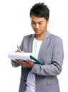 Business man writ on clipboard Royalty Free Stock Photo