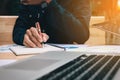 Business man writing make note at office room. Royalty Free Stock Photo