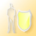 Business man with yellow shield Royalty Free Stock Photo