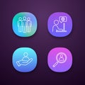 Business management app icons set Royalty Free Stock Photo