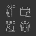 Business management chalk icons set Royalty Free Stock Photo