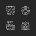 Business management chalk white icons set on black background Royalty Free Stock Photo