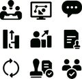 Business Management and Corporate Workflow Icon Set: Professional Black Solid Symbols for Strategy, Growth, Collaboration, and Doc Royalty Free Stock Photo