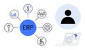 ERP System Infographic with Workflow Icon Elements for Business Management Solutions Royalty Free Stock Photo