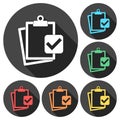 Business, Management, Human Resource Icons set with long shadow Royalty Free Stock Photo