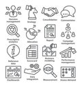 Business management icons in line style. Pack 18.