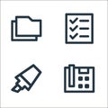 business and management line icons. linear set. quality vector line set such as telephone, highlighter, tasks