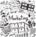 Business management and marketing advertisement icon doodle (vector)