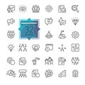 Business Management Outline Icon Collection. Thin Line Set contains such Icons as Vision, Mission, Values, Human Resource, Experie Royalty Free Stock Photo