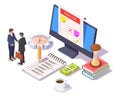 Business management and plan isometric 3d vector