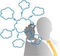 Business IT manager drawing cloud computing chart