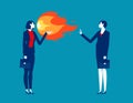 Business manager and employee arguing. Business aggressive or scolding vector illustration