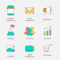 Business marketing color line icons