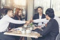 Business Marketing Team Collaborate in office. Group of people meeting working together.Marketing communications strategy business Royalty Free Stock Photo