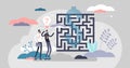Business maze concept, flat tiny person vector illustration