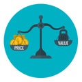 Business measurement of price and value with scale, pricing for profit vector concept Royalty Free Stock Photo