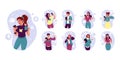 Business media. Social work, person cartoon flat template, woman and man web commutation, blog content post, icon social