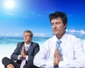 Business Meditation Beach Refreshment Concept