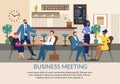Business Meeting Advertising Flat Poster with Text Royalty Free Stock Photo