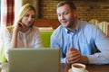Business meeting in a cafe. People using laptop Royalty Free Stock Photo