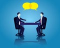 Business meeting and communication concept, two businessman talks each other on office table