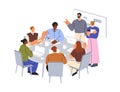 Business meeting at conference table. Office team, employees at brainstorm, work discussion. Corporate communication Royalty Free Stock Photo