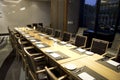 Business meeting dining table in hotel restaurant