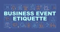 Business meeting etiquette word concepts dark blue banner Royalty Free Stock Photo