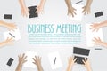 Business meeting flat concept with top view Royalty Free Stock Photo