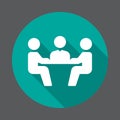 Business meeting flat icon. Round colorful button, circular vector sign with long shadow effect.