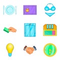 Business meeting icons set, cartoon style Royalty Free Stock Photo