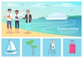 Business Meeting Men and Beach Vector Illustration Royalty Free Stock Photo