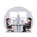 Business meeting, Office Business presentation meeting in conference hall, People listen to speakers, Vector illustration