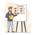Business Meeting in Office, Presentation. Male Coach Point on To Do List on Flip Board Explain Basics of Time Management