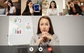 Business meeting online. Team working by group video call share ideas brainstorming use video conference. Royalty Free Stock Photo