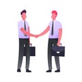 Business Meeting, Successful Deal or Contract Signing Negotiation. Characters Stand Face to Face Shaking Hands