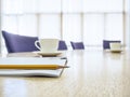 Business meeting Table with Seats Coffee and book Board room Royalty Free Stock Photo