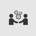 Business meeting vector. Handshake and gears Royalty Free Stock Photo