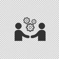 Business meeting vector. Handshake and gears vector icon. Cooperation symbol logo Royalty Free Stock Photo