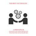 Business meeting vector. Handshake and gears vector icon. Cooperation symbol logo Royalty Free Stock Photo