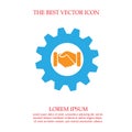 Business meeting vector. Handshake and gears vector icon. Cooperation symbol logo Royalty Free Stock Photo