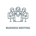 Business meeting vector line icon, linear concept, outline sign, symbol Royalty Free Stock Photo