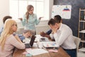 Business meeting. Young team in modern office Royalty Free Stock Photo