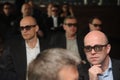 Business men with 3d glasses at exhibition and trade show Royalty Free Stock Photo