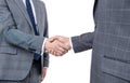 business men dealing collaboration isolated on white. collaboration success. two businessmen handshaking after Royalty Free Stock Photo