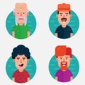 Business men flat avatars set with smiling face. Team icons collection. Royalty Free Stock Photo