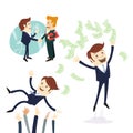 Business men handshake, businessman throwing money, threw in the air Royalty Free Stock Photo