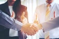 Business men making handshake, Partnership congratulation, merge